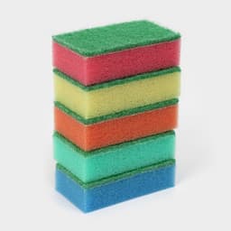 Губка для посуды с чистящим слоем Доляна «Эконом», 7.5×4.5×2.5 см, 5 шт., мини