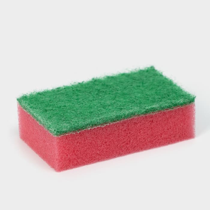 Губка для посуды с чистящим слоем Доляна «Эконом», 7.5×4.5×2.5 см, 5 шт., мини