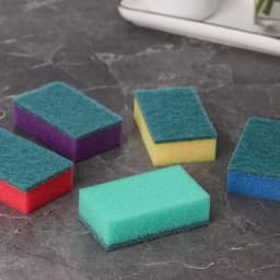 Губка для посуды с чистящим слоем Доляна «Эконом», 7.5×4.5×2.5 см, 5 шт., мини