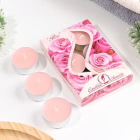 Набор свечей ароматических чайных «Роза», 3.8×1.6 см, 3.5 ч, 12 г, 6 шт.