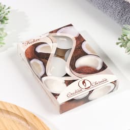 Набор свечей ароматических чайных «Кокос», 3.8×1.6 см, 3.5 ч, 12 г, 6 шт.