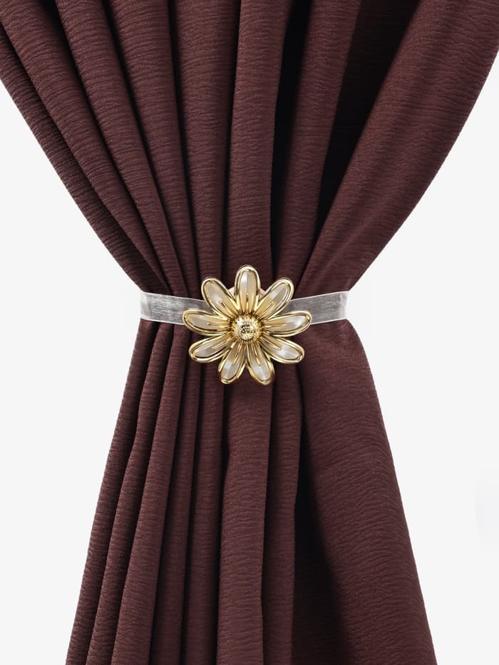 Подхват для штор «Ромашка», d=6 см, цвет бежевый, золотой