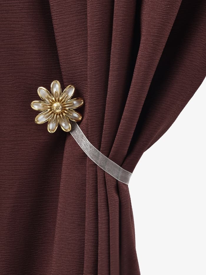 Подхват для штор «Ромашка», d=6 см, цвет бежевый, золотой