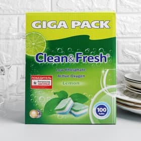 Таблетки для посудомоечных машин Clean & Fresh All in 1, 100 шт.