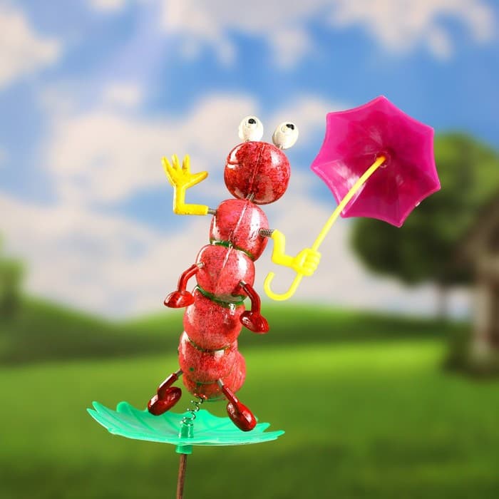 Штекер садовый «Гусеница с зонтиком», 16×13 см, h=60 см, МИКС, Greengo