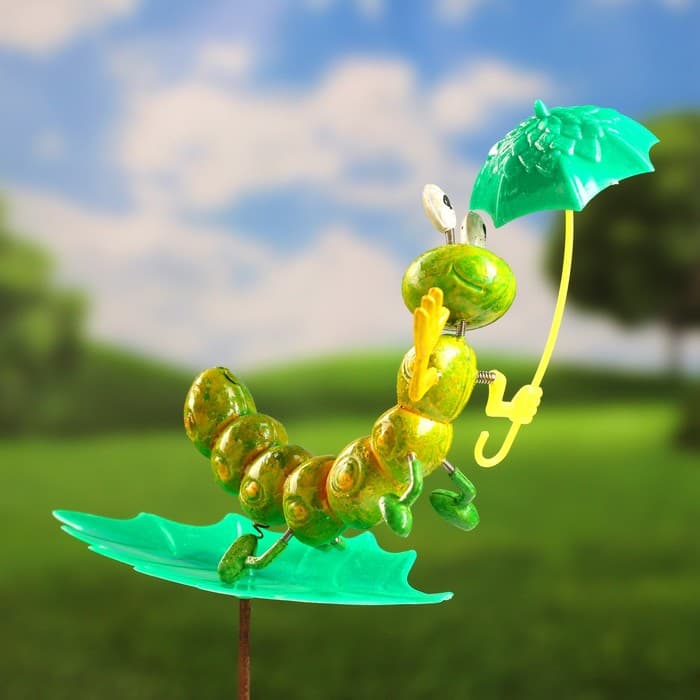 Штекер садовый «Гусеница с зонтиком», 16×13 см, h=60 см, МИКС, Greengo