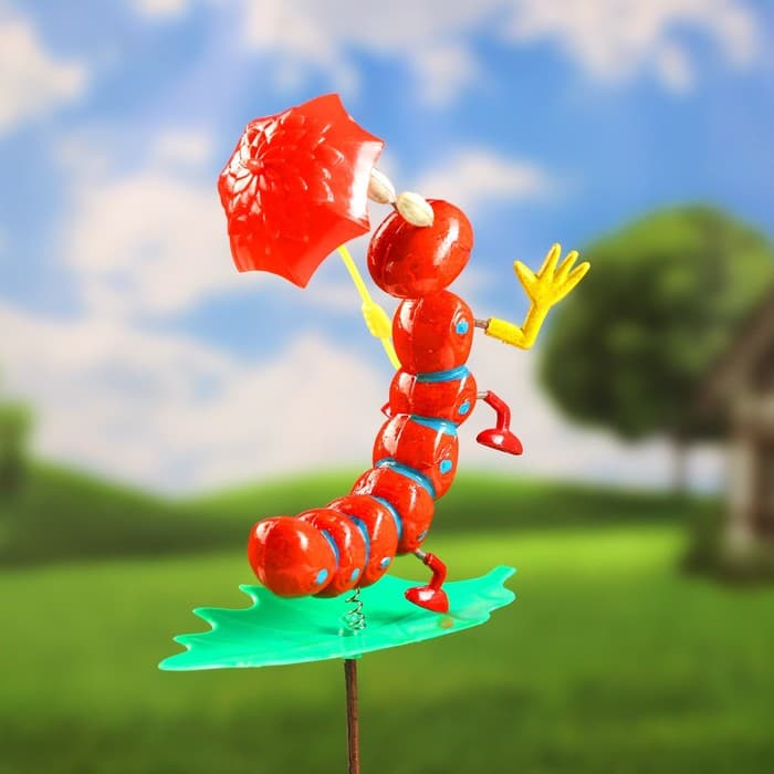 Штекер садовый «Гусеница с зонтиком», 16×13 см, h=60 см, МИКС, Greengo