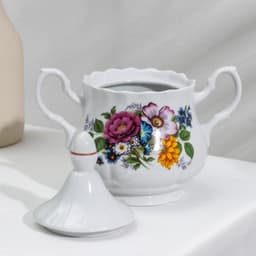 Сервиз чайный Добрушский завод «Букет цветов», 15 предметов, фарфор, белый