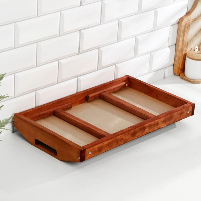 Столик - поднос для завтрака складной Дарим Красиво, 50×30 см, с ручками, дерево, коричневый