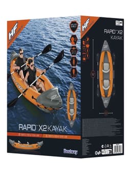 Байдарка Rapid X2 Kayak, двухместная, вёсла 218 см, до 160 кг, 321×100×48 см, 65077 Bestway