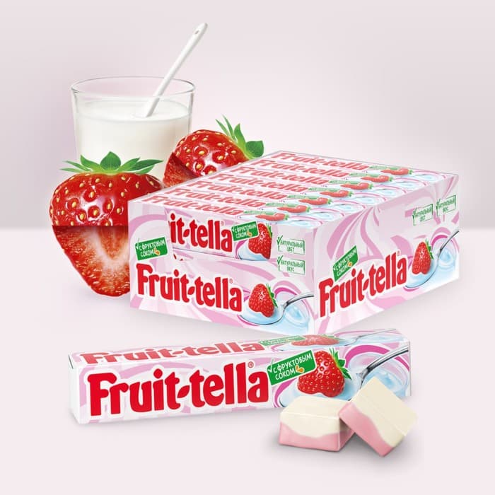 Жевательная конфета Fruittella, «Клубничный йогурт», 42.5 г
