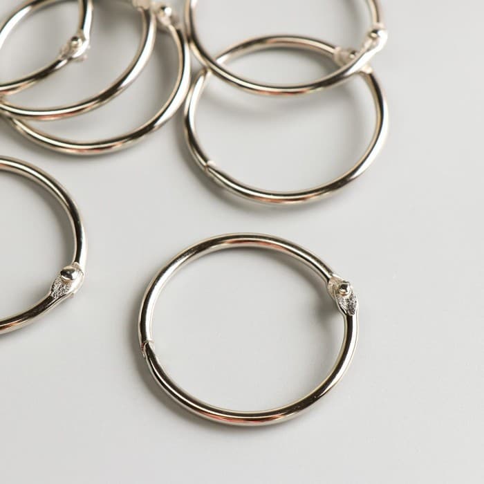 Кольца для творчества (фотоальбомов) «Серебро», внутренний d=3.7 см, внешний d=4.3 см, набор 10 шт.