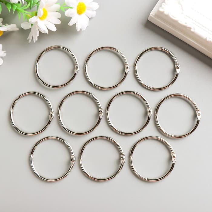 Кольца для творчества (фотоальбомов) «Серебро», внутренний d=3.7 см, внешний d=4.3 см, набор 10 шт.