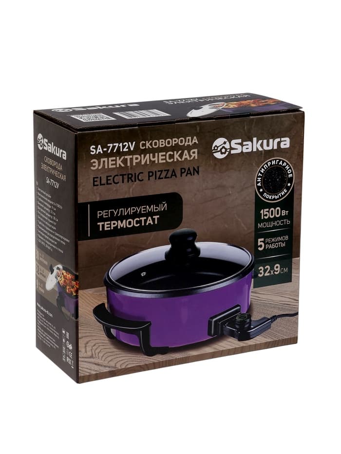 Сковорода электрическая Sakura SA-7712V, 1500 Вт, d=32, глубина 9 см