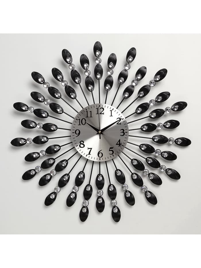 Часы настенные интерьерные «Павлин», бесшумные, плавный ход, d=48 см, циферблат d=14 см, от батарейки 1×АА