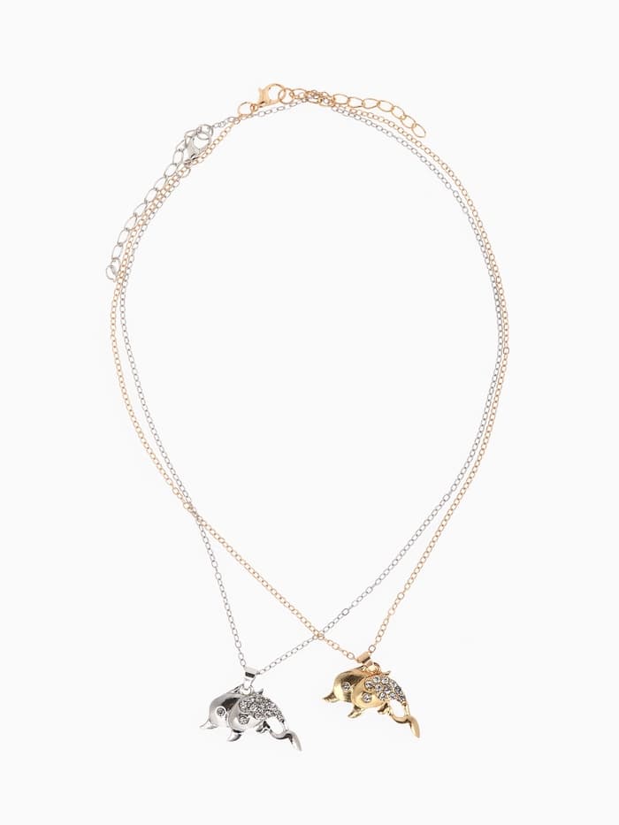 Кулон на цепочке «Дельфины в паре», МИКС, L=40 см