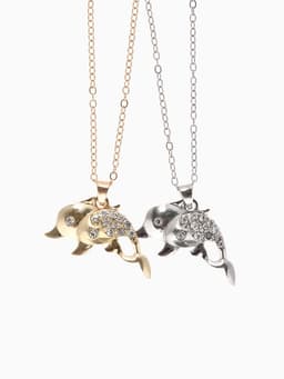 Кулон на цепочке «Дельфины в паре», МИКС, L=40 см