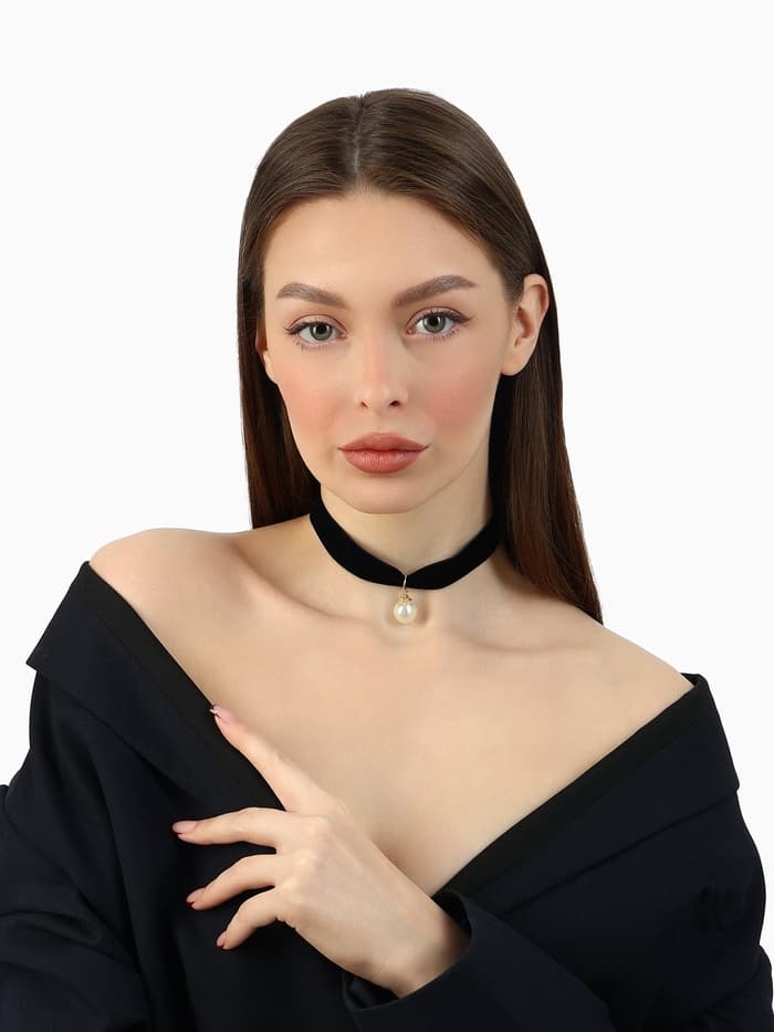 Чокер «Шарик», жемчужина, цвет чёрный, L=30 см