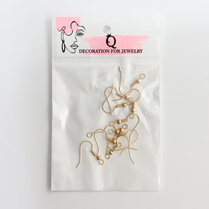 Швензы для сережек-крючки с бусиной (набор 5 пар), цвет золото