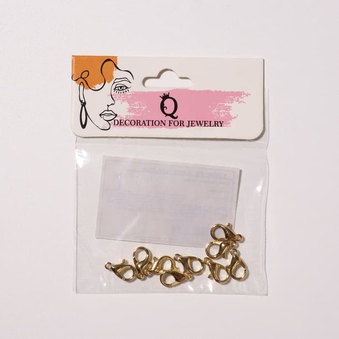 Замок карабин 10 шт. 12×7 мм, цвет золото