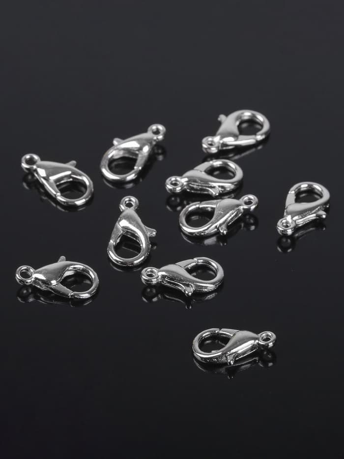 Замок карабин, 10 шт. 12×7 мм, цвет серебро