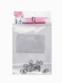 Замок карабин, 10 шт. 12×7 мм, цвет серебро