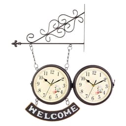 Часы настенные интерьерные WELCOME, двусторонние, на подвесе, бесшумные, плавный ход, 55×36 см, циферблат d=20 см, от батареек 2×АА