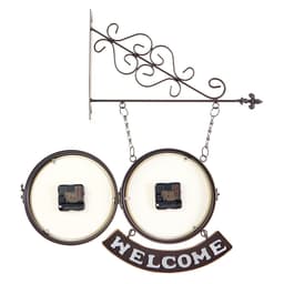 Часы настенные интерьерные WELCOME, двусторонние, на подвесе, бесшумные, плавный ход, 55×36 см, циферблат d=20 см, от батареек 2×АА