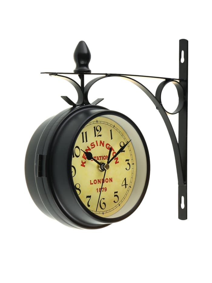 Часы настенные интерьерные Kensington station, двусторонние, на подвесе, бесшумные, плавный ход, d=12 см, от батареек 2×АА