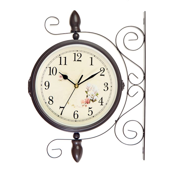 Часы настенные интерьерные «Розы», двусторонние, на подвесе, бесшумные, плавный ход, 30×35 см, циферблат d=19 см, от батареек 2×АА