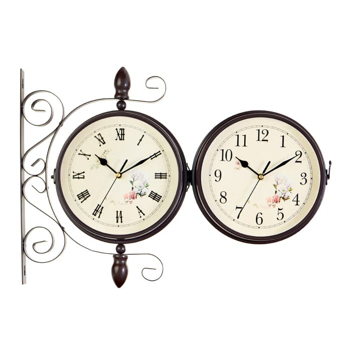 Часы настенные интерьерные «Розы», двусторонние, на подвесе, бесшумные, плавный ход, 30×35 см, циферблат d=19 см, от батареек 2×АА