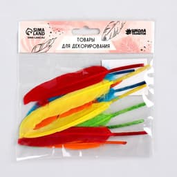 Набор перьев для декора 10 шт., размер 1 шт.: 15×1.5 см, МИКС