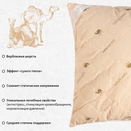 Подушка «Этель», подстёжка — верблюжья шерсть, 70×70 см, тик