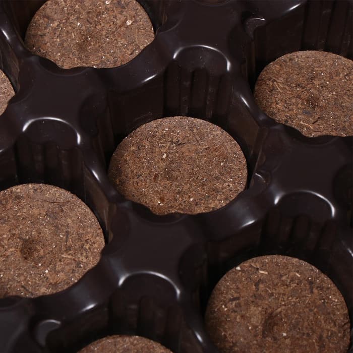 Набор для рассады: торфяная таблетка d=4.1 см, 12 шт., кассета на 12 ячеек по 40 мл, поддон 20.5×17 см, зелёный, пластик, Экоторф