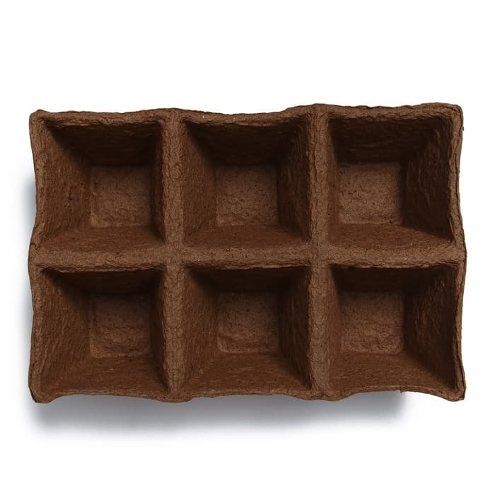 Кассета для рассады, 28×20×9 см, 6 ячеек по 400 мл, 8×8 см, торф, набор 3 шт., «Умный огород»