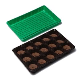 Набор для рассады: торфяная таблетка d=5.5 см, 15 шт., кассета на 15 ячеек по 150 мл, поддон 35×22 см, зелёный, пластик, Экоторф