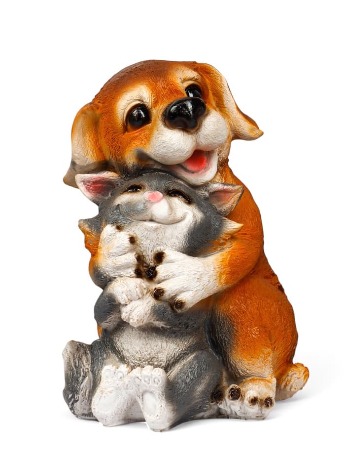 Садовая фигура из полистоуна «Щенок с котёнком», 28×22×20 см