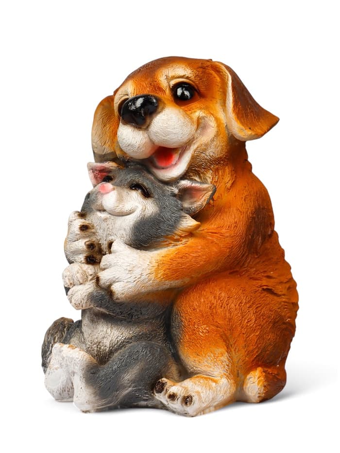 Садовая фигура из полистоуна «Щенок с котёнком», 28×22×20 см