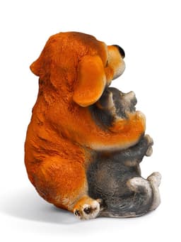 Садовая фигура из полистоуна «Щенок с котёнком», 28×22×20 см