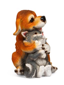 Садовая фигура из полистоуна «Щенок с котёнком», 28×22×20 см