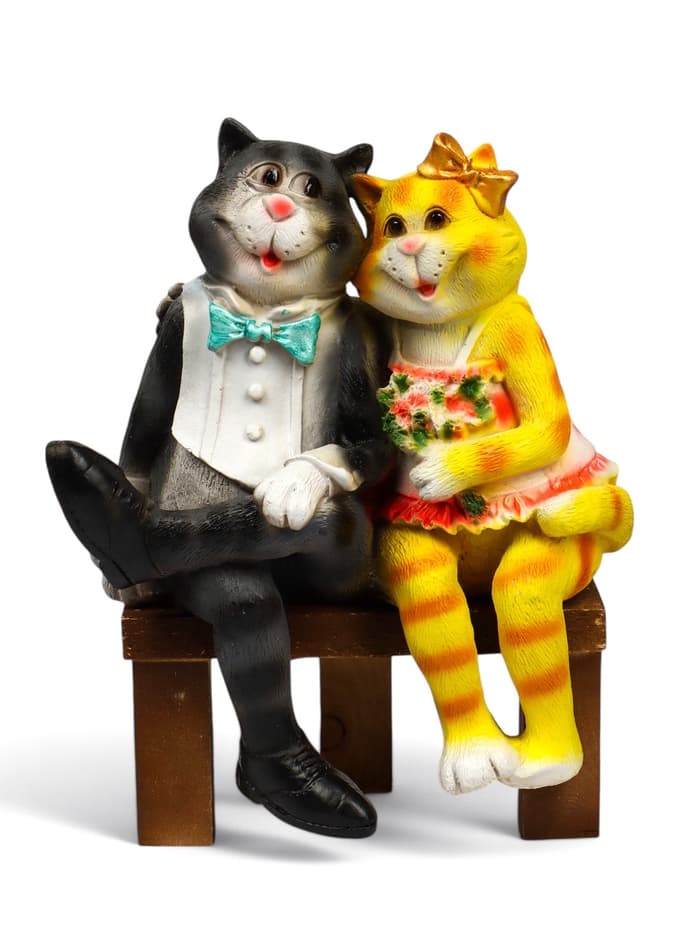 Садовая фигура из полистоуна «Коты на лавке», 40×18×40 см