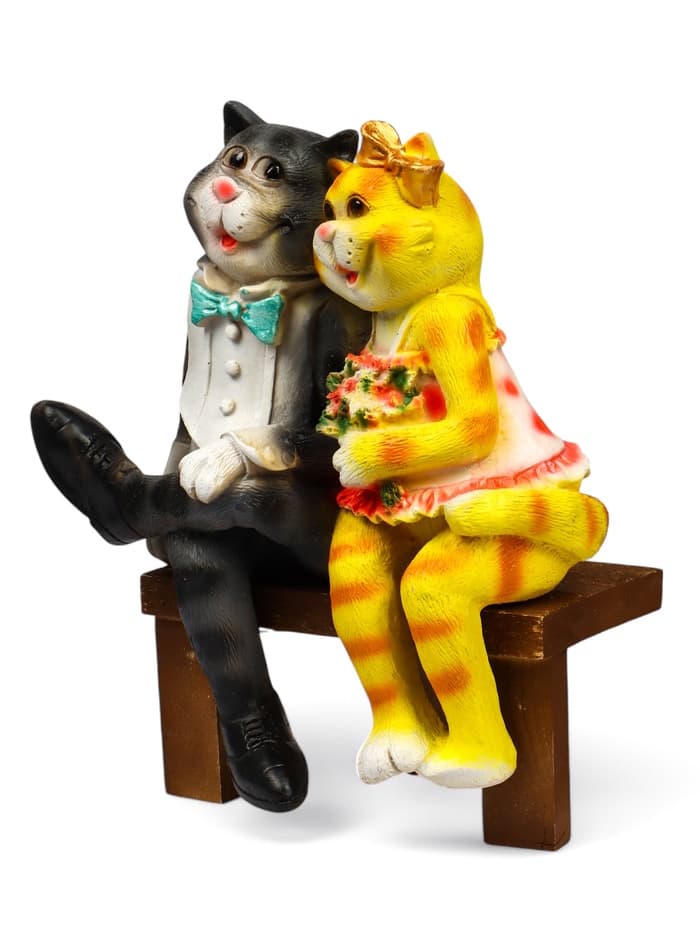 Садовая фигура из полистоуна «Коты на лавке», 40×18×40 см