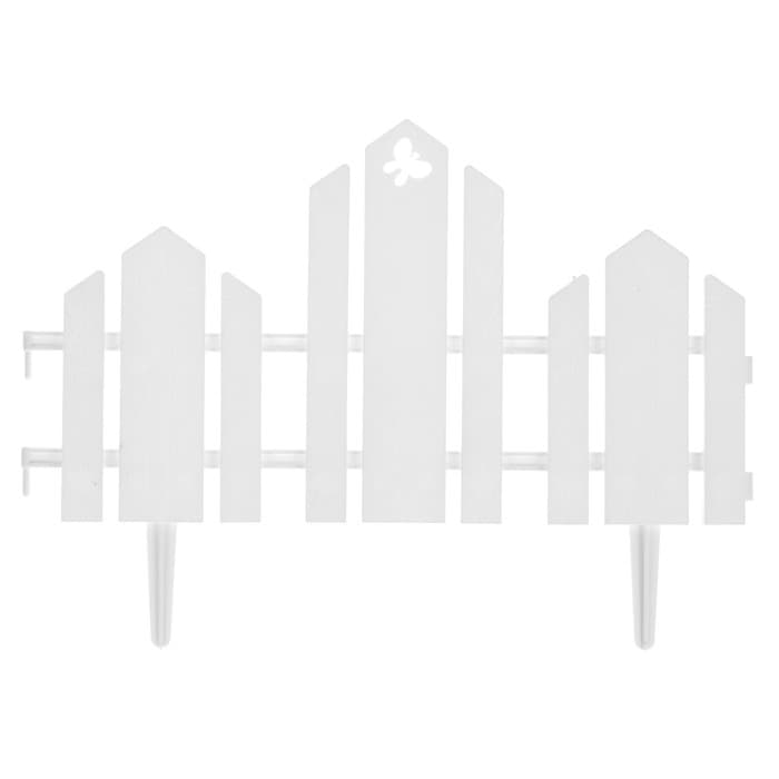 Ограждение декоративное, 25×170 см, 5 секций, пластик, белое, «Чудный сад»