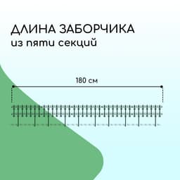 Ограждение декоративное, 25×180 см, 5 секций, пластик, зелёное, «Классика»
