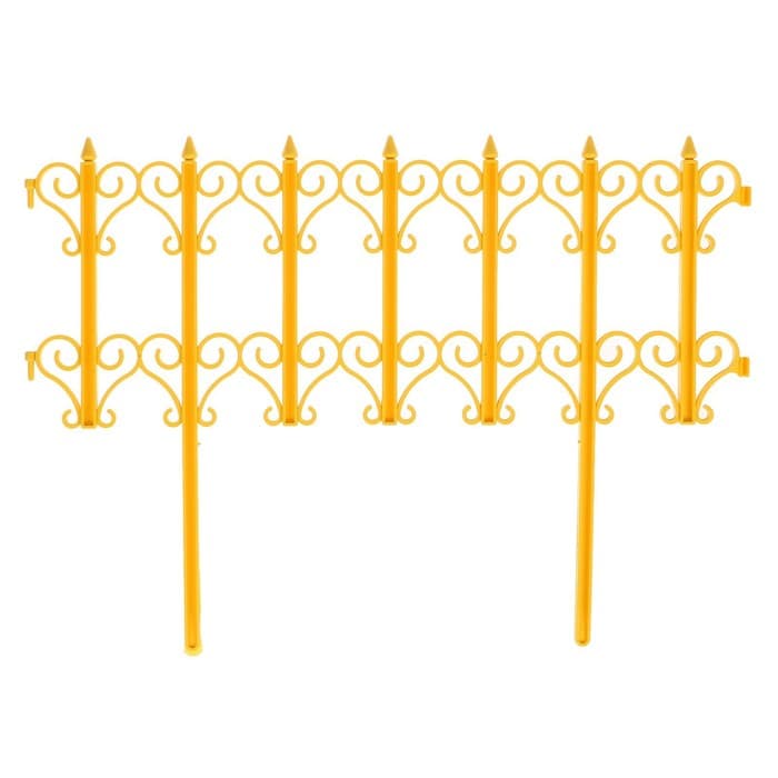 Ограждение декоративное, 25×180 см, 5 секций, пластик, жёлтое, «Классика»