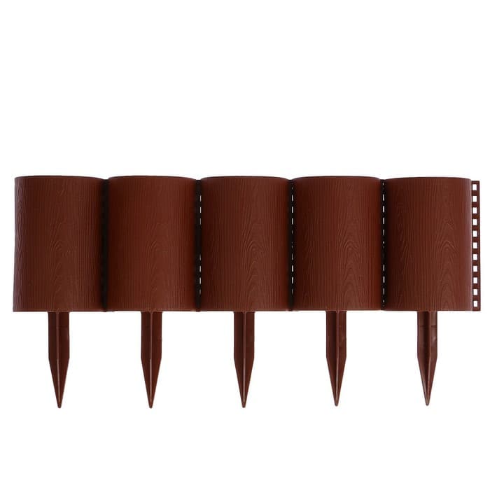 Ограждение декоративное, 24×100 см, 10 секций, пластик, коричневое, «Брёвнышко»