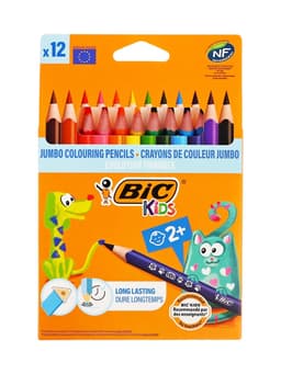 Карандаши цветные 12 цветов, детские, утолщённые, трёхгранные, BIC Kids Evolution Triangle, пластиковые, премиум, картонная упаковка