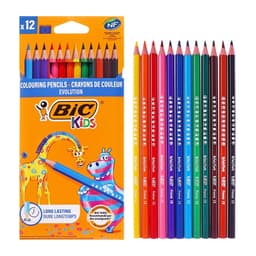 Карандаши цветные 12 цветов BIC, детские, заточенные, шестигранные, пластиковые