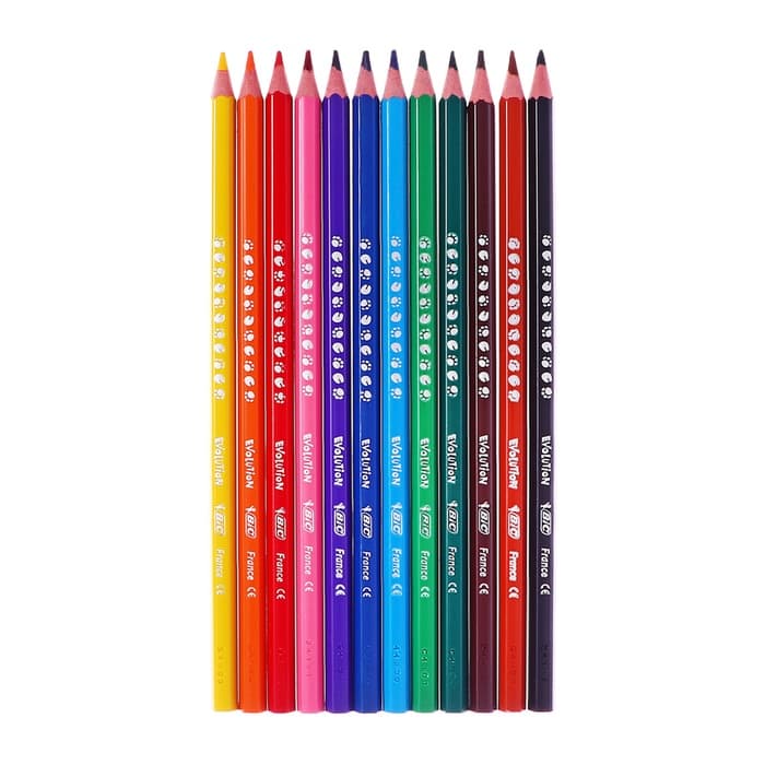 Карандаши цветные 12 цветов BIC, детские, заточенные, шестигранные, пластиковые