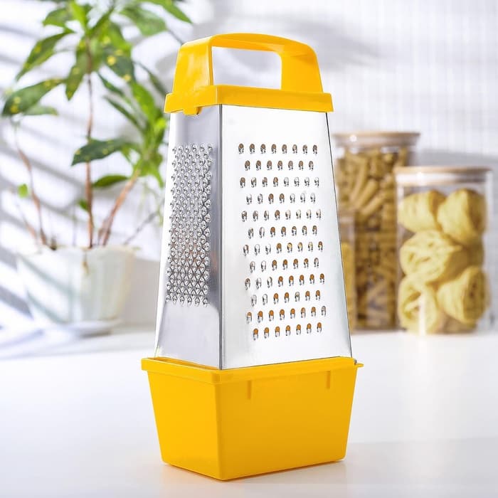 Тёрка с контейнером КВАРЦ «Комфорт», 4 грани, 450 мл, 11×8.5×27 см, металл, МИКС